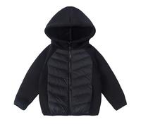 LOSVIP Veste d'hiver pour garçons et filles - Veste polaire patchwork matelassée en coton rembourré - Manteau d'hiver avec capuche, Noir , 110