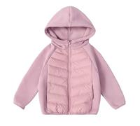 LOSVIP Veste d'hiver pour garçons et filles - Veste polaire patchwork matelassée en coton rembourré - Manteau d'hiver avec capuche, Rose, 160
