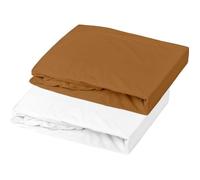 Lot 1 alese + 1 drap housse - 60 x 120 cm - Blanc / Caramel