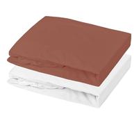 Lot 1 alese + 1 drap housse - 70 x 140 cm - Blanc / Tomette