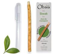 Lot 1 Bâton de Siwak + 1 étui de protection FORMAT DÉCOUVERTE Brosse à dents 100% naturelle en bois d'Araq Bâton de Miswak pour Blanchiment dentaire nettoyant désinfectant Meswak Biodégradable/Végan