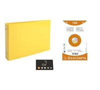 Lot 1 Classeur Pour Fiches + 100 Fiches Bristol Quadrillées Perforées Couleurs Assorties 125 * 200 (Jaune)