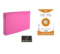 Lot 1 Classeur Pour Fiches + 100 Fiches Bristol Quadrillées Perforées Couleurs Assorties 125 * 200 (Rose)