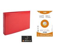 Lot 1 Classeur Pour Fiches + 100 Fiches Bristol Quadrillées Perforées Couleurs Assorties 125 * 200 (Rouge)