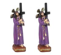 Lot 1 ou 2 Christ du Grand Pouvoir. Hauteur 19-30 cm. Statue de Jésus en résine, figurine de Jésus avec la croix. Figurine religieuse décorative, idéale pour maisons, salons, chapelles, églises (19 cm