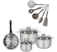 Lot 1 Poêle 20cm & 3 Faitouts 16/20/24cm Geneva avec 5 ustensiles Fackelmann