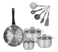 Lot 1 Poêle 28cm & 3 Faitouts 16/20/24cm Geneva avec 5 ustensiles Fackelmann