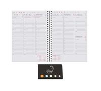 Lot 1 Recharge Agenda Moderne 2026 ABSEM Semainier Vertical Multilingue 12 Mois Janvier A Décembre 15x21 cm + 1 Index Adhésif Blumie (830021Q)