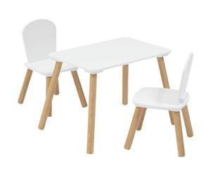 Lot 1 table rectangle + 2 chaises enfant MDF et pin