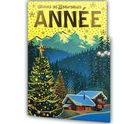 Lot 10 Cartes + 10 Enveloppes - Bonne Année Doré Montagne Découpée Collage étoile LOT10-61-4071-B BA