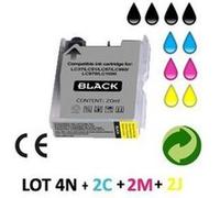 Lot 10 cartouches jet d'encre compatibles BROTHER LC970/LC1000 universal POUR BROTHER DCP 330C : 4 BLACK + 2 CYAN + 2 MAGENTA + 2 YELLOW G