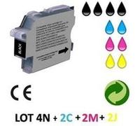 Lot 10 cartouches jet d'encre compatibles BROTHER LC980/1100 universal POUR BROTHER MFC 790CW : 4 BLACK + 2 CYAN + 2 MAGENTA + 2 YELLOW G