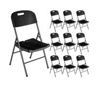 Lot 10 Chaises Pliantes avec Poignée 47x58x87cm Thinia Home. Noir Blan