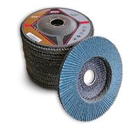 LOT 10 DISQUES PLATS A LAMELLES ZIRCONIUM 125 MM GRAIN 80