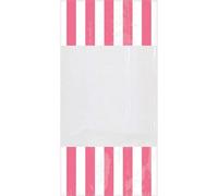Lot 10 Sachets en plastique Rayés Rose pâle Candy Buffet 24.8 x 12.8 cm - AMSCAN