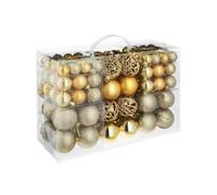 Lot 100 boules de Noël mate brillante/pailletée jaune or polypropylène