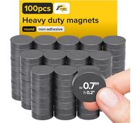 Lot 100 pcs aimants céramique - Petit disque magnet rond 18 mm (0,709 pouce) - Ring magnet plat pour bricolage, DIY, science, loisirs - Parfait slim aimants pour réfrigérateur, tableau blanc, frigo