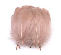Lot 100 Plumes colorées pour travaux manuels,Plumes d'oie Naturelles Indiennes pour Bricolage,Masques,Chapeaux,Boucles d'oreilles,Accessoires Cheveux,Attrape-rêves,Mariage,Carnaval,fête,12-18 cm Kaki