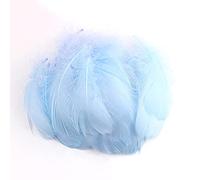 Lot 100 plumes colorées pour travaux manuels,plumes d'oie pour bricolage,masques,chapeaux,boucd'oreilles,accessoires pour cheveux,attrape-rêves,mariage,carnaval,fête,décoration 7 à 12 cm,bleu clair