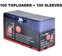 Lot 100 Toploaders + 100 Sleeves ultra pro protège cartes Pokémon Magic Lorcana