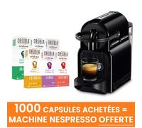 Lot 1000 Capsules Nespresso Compatible Orubia + Machine Nespresso Delonghi Inissia Noir EN80.B