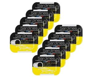 Lot 10x Sardines à l'huile d'olive et au citron - Conserve 115g