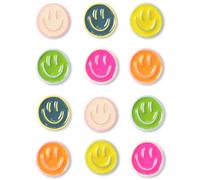 Lot 12 aimants smiley magnétiques colorés-frigo décoratif rond pour réfrigérateur, tableau blanc et tableau magnétique-Aimant emoji rigolo et pour bureau, école, cuisine, casiers, enfant et déco frigo