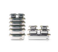 Lot 12 boites batch cooking : 6 tailles, micro-ondes, inox - pika