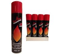 Lot 12 Bouteilles Recharge Universelle de Gaz pour Briquet 300ml + 5 Embout