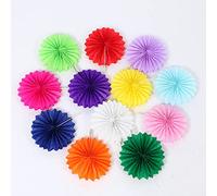 Lot 12 compartiments en papier Décoration suspendue Guirlande fleurs Éventail en papier Décoration à suspendre pour mariage,thé,fête Décoration table Salle ouche 25cm Couleur mélangée