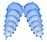 Lot 12 couvercles micro-onde bleus extensibles en silicone - 6 tailles HobbyTech
