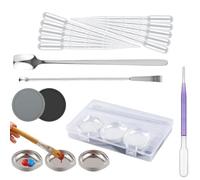 Lot 12 Godets Acier pipettes agitateur pour aérographe Maquette | Kit mélange professionnel: 12 palettes métal, 10 pipettes 3ml, agitateur, Idéal miniatures, loisirs créatifs, étudiants.