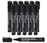 Lot 12 Marqueurs Permanents Noir Pointe Conique Waytex Encre indélébile Feutre Pointe Ogive 1,5 à 2 mm Noir G