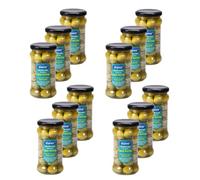 Lot 12x Olive verte entière goût anchois - Bocal 300g