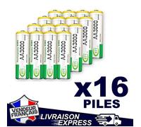 LOT 16 PILES ACCUS AA LR06 RECHARGEABLE 1.2V 3000mAh NI-MH NIMH LR6 R06 R6
