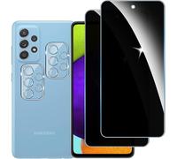 Lot 2+2 Protections D'écran Vie Privée Pour Samsung Galaxy A52 Avec Protecteur Lentille Caméra, Verre Trempé Anti-Espion 9h, Anti-Rayures, Oléophobe, Compatible Coque Et Déverrouillage Facial