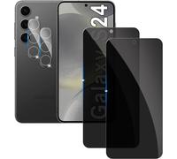 Lot 2+2 Protège-Écran Vie Privée Pour Samsung Galaxy S24 - Verre Trempé Anti-Espion 9h + 2 Protections Lentille, Anti-Rayures, Anti-Traces, Compatible Coque Et Déverrouillage Facial
