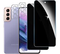 Lot 2+2 Verre Trempé Vie Privée 9h + Protection Objectif Pour Samsung Galaxy S21 5g - Film Anti-Espion, Anti-Rayures, Anti-Traces, Haute Sensibilité Compatible Déverrouillage Facial