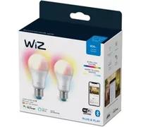 WiZ, ampoule LED connectée Wi-Fi couleur E27, équivalent 60W, 806 lumen, lot de 2, fonctionne avec Alexa, Google Assistant et Apple HomeKit