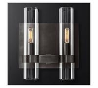 Lot 2 appliques murales en laiton doré et verre transparent, style vintage moderne, miroir, champagne, éclairage salle bain brossé, for chambre, salon, couloir, escalier, miroir, cuisine(Black 2PCS)
