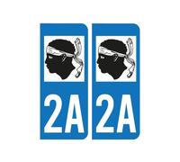 LOT 2 Autocollants Stickers 2A Plaque d'immatriculation Voiture sticker immatriculation auto 2A Corse du sud