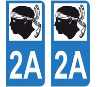 Lot 2 Autocollants Stickers plaque immatriculation voiture auto département 2A Corse-du-sud Logo Corse