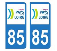 Lot 2 Autocollants Stickers plaque immatriculation voiture auto département 85 Vendée Logo Région Pays de la Loire