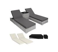 Lot 2 Bains de soleil design luxueux Table avec rangement gris clair