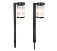 Lumisky Balises solaires à planter BEAMLIT H58cm Lot de 2 LED blanc chaud Noir