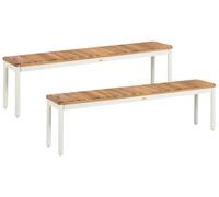 Lot 2 Bancs de Jardin Moderne en Bois d'Acacia à Lattes avec Structure Métallique Marron Giovinazzo
