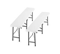 Lot 2 bancs pliants brasserie blanc en aluminium charge 500 kg pliables compacts avec mallette