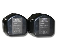 Lot 2 batteries Ni-MH vhbw 2100mAh pour outils Hitachi C 5D, C5D, CD 4D, CD4D, CL 10D2, CL 13D Remplace Hitachi EB12, EB1224, EB12B, EB12G, EB12M.