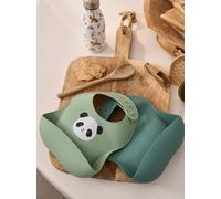 VERTBAUDET Lot de 2 bavoirs en silicone vert sauge TU