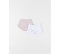 Lot 2 bavoirs éponge & mousseline beige TU